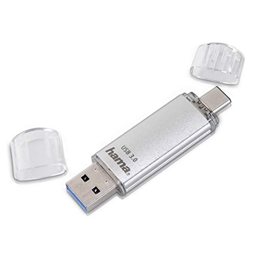 Hama 64 GB USB Stick mit USB 3.0 und USB 3.1-Type-C (2-in-1 Speicherstick, z.B. für Android Handy, Tablet, Computer, Notebook, MacBook, OTG, 40MB/s) Handy-Stick, Doppel Memory-Stick silber-1