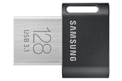 Samsung FIT plus USB-Stick Typ-A, 128 GB, 400 MB/s Lesen, 60 MB/s Schreiben, kompakter USB 3.1 Flash Drive mit Schlüsselring, Gray, MUF-128AB/APC-1