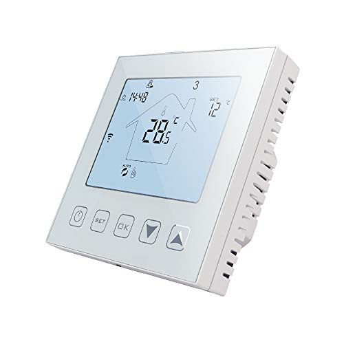 KETOTEK Smart Thermostat Fussbodenheizung Elektrisch WiFi 16A Alexa Google Assistant Kompatibel, Digital Raumthermostat Fußbodenheizung WLAN APP Steuerung mit fühler Weiß-1