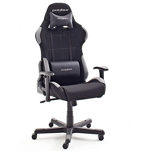 Robas Lund OH/FD01/NG DX Racer 5 Gaming Stuhl/ Büro-/ Schreibtischstuhl, mit Wippfunktion Gamer Stuhl Höhenverstellbarer Drehstuhl PC Stuhl Ergonomischer Chefsessel, schwarz-grau-1