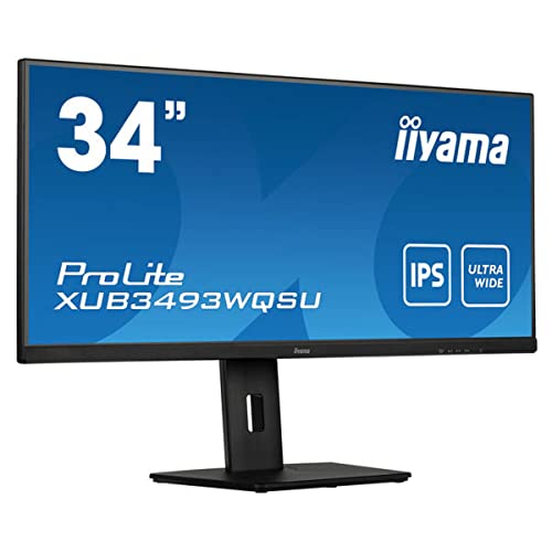 iiyama ProLite XUB3493WQSU-B5 86,7cm 34 Zoll ADS-IPS LED-Monitor UWQHD HDMI DP USB3.0 FreeSync PIP Ultra-Slim-Line Höhenverstellung schwarz-1