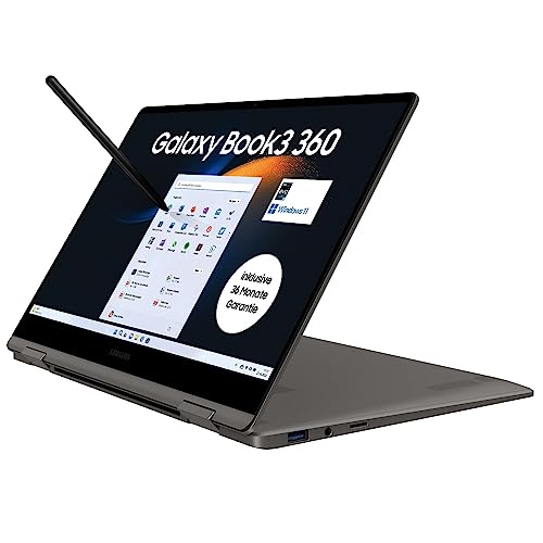 Samsung Galaxy Book3 360 Laptop, 13" Full HD 60Hz Display, TOUCHSCREEN, AMOLED, Intel Core i7-1360P, 16GB RAM, 512GB SSD, Windows 11, QWERTZ Tastatur, Graphite, Inklusive 36 Monate Herstellergarantie-1